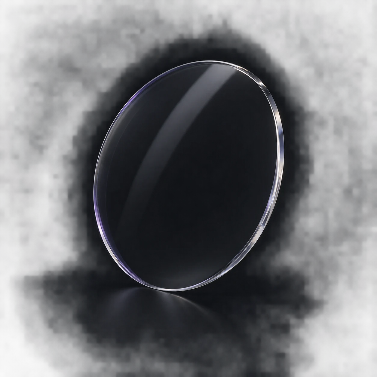TRIVEW Desk to Drive clear optical lens with a subtle violet coating reflection